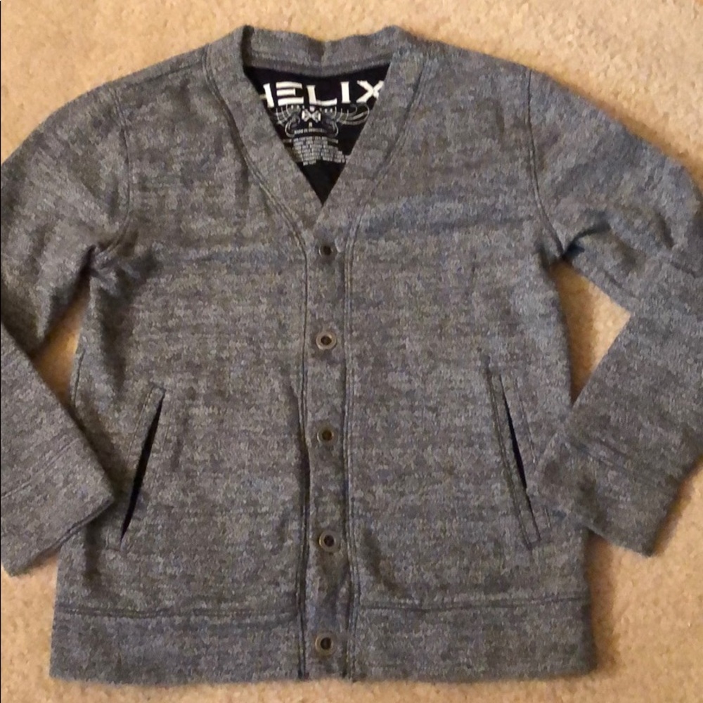 BOYS - Classic Gray Cardigan Sweater - Size S - Picture 1 of 5